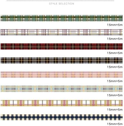 JBSZWDD washi Tape 8 Pcs Scottish Plaid Washi Tape Set Vintage Gold Glitter Decorative Masking Tapes Sticker Scrapbooking DIY Stationery