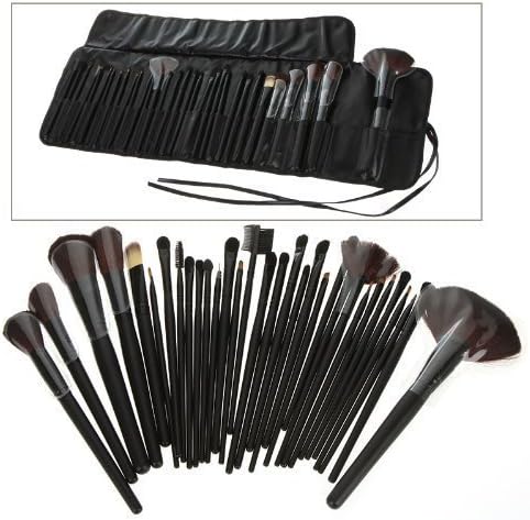 PELLA 15-Piece Black Cosmetic Makeup Brush Set with Black Bag