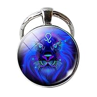 DONGmeijes Keychain 12 Constellation Zodiac Sign Pendant Double Face Keyring Key Holder Toy