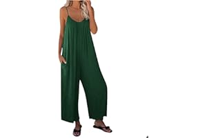 APIVOE Womens Summer Casual Jumpsuits Wide Leg Plus Size Rompers Sleeveless Spaghetti Strap Loose Fit Overalls with Pockets