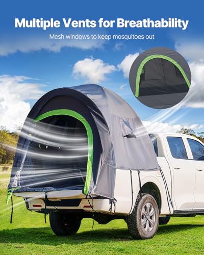 VEVOR Pickup Truck Tent, Fit 5.0-6.7ft Truck Tents for Camping, Waterproof PU2000mm 2-3 Person Sleeping Truck Bed Tent with Double Layer Design, for Camping Traveling Outdoor Activities
