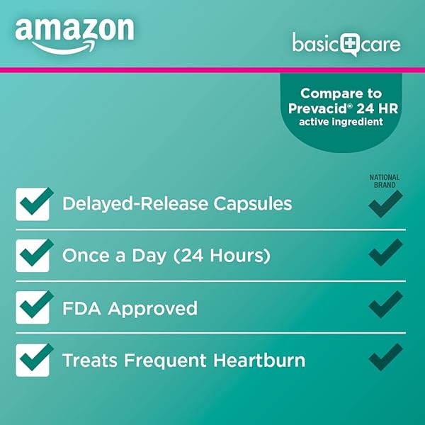 AMAZON BASIC CARE LANSOPRAZOLE DELAYED RELEASE CAPSULES, 15 MG, TREATS FREQUENT HEARTBURN, 14 COUNT