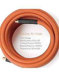 Tubo de aire híbrido de goma, 3 8 x 6 25 50FT. 1 4 pulgadas MNPT, manguera de compresor de aire, manguera de plomo flexible industrial, 300 PSI por Giraffe ...