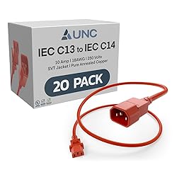 20 Pack - UNC 1ft PDU Power Cable IEC C13 to IEC