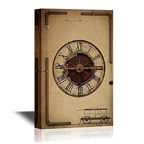 Retro Style Canvas Wall Art - Clock - Vintage Style Giclee Print Gallery Wrap Modern Home Art | Ready to Hang - 12x18 inches