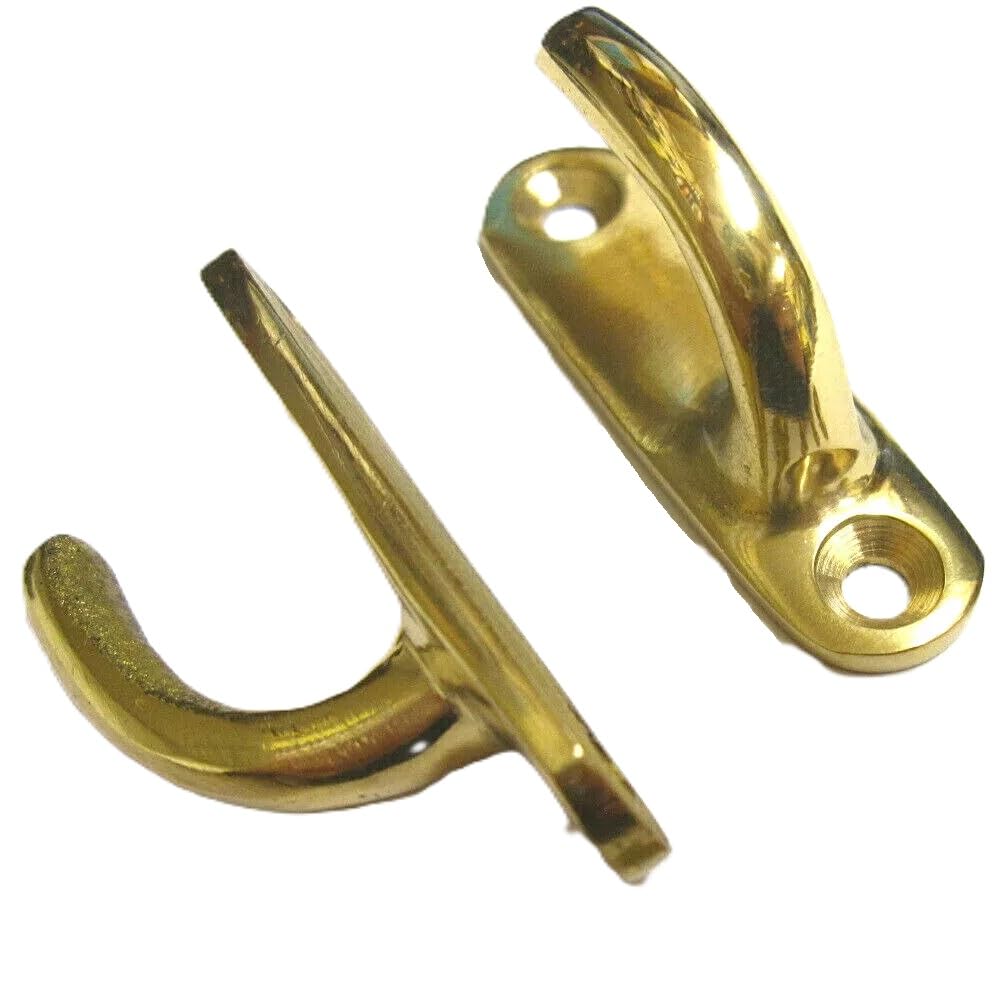 Merriway® BH01606 (2 Pcs) Curtain Drapery Hold Back Tie Back Hooks, 45mm (1.3/4 inch) Solid Brass - Pack of 2 Pieces