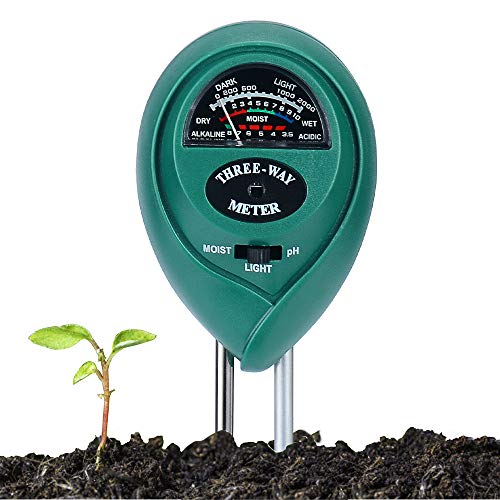 Soil pH Meter 3-in-1 Soil Test Kit for pH Acidity, Light & Moisture, Soil pH Test Kit for Yard, Garden, Farm, Lawn Testing, Flower Pot Moisture Meter Soil Tester (No Battery Needed)