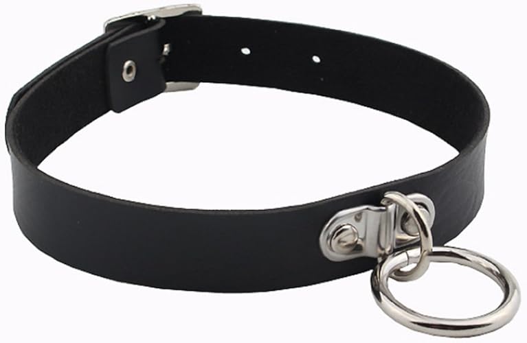 Amazon レザー チョーカー ネックレス 首輪 ベルト式 レザー 合金 Rock 人気 メンズ レディース ユニセックス 調整できる リング付 ブラック シルバー チョーカー 通販