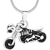 Skull Motorcycle Cremation Urn Necklace For Men Stainless Steel Memorial Jewelry Ashes Holder Keepsake Pendant