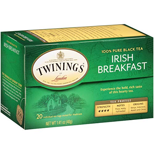 Twinings Irish Breakfast Individually Wrapped Tea Bags, 20 Count Pack