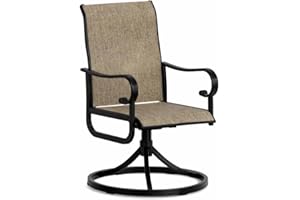 Patio Swivel Chairs Set of 1, Outdoor Dining Chairs High Back with Padded All Weather Breathable Textilene, Metal Rocking Fra