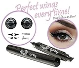 Eyeliner Stamp – WingLiner by Vogue Effects Black, waterproof, smudgeproof, winged long lasting liquid eye liner pen, Vamp style wing, No Dipping required. 2 Pens (10mm Classic)