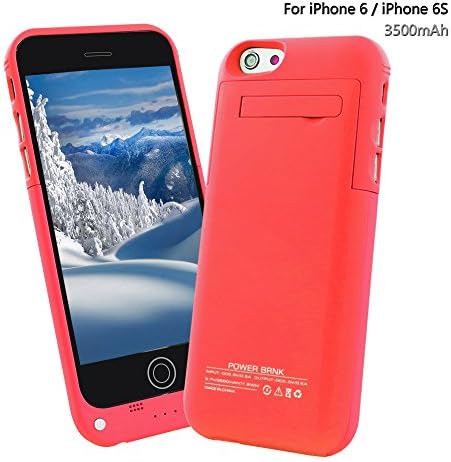 YHhao 4.7 inches 3500mAh Charger Case for iPhone 6 / 6s Slim Extended Battery Case Portable Cell Phone Battery Charger Back-Red4