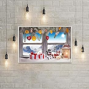 Framed Canvas Home Artwork Decoration Merry Christmas Canvas Wall Art for Living Room, Bedroom - 16x24 inches
