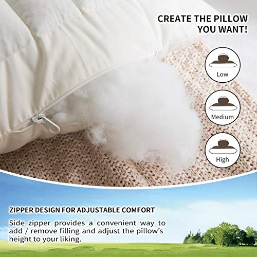 Lofe Buckwheat Pillow for Sleeping, Organic Cotton Shell, Adjustable Loft, Japanese Size(14x20), Breathable for Cool Sleep, Cervical Support for Back and Side Sleepers