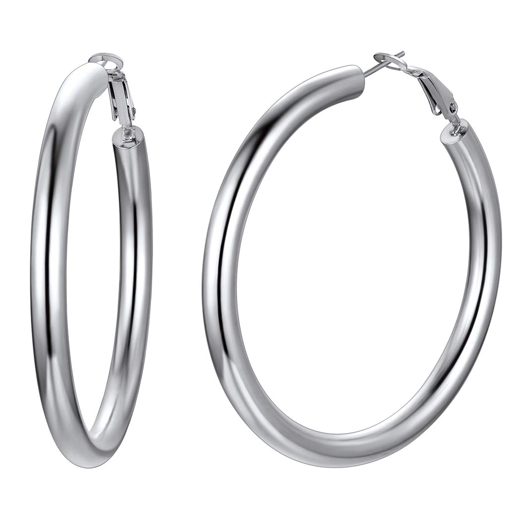 Girls Earrings Big Hoop Ear Rings 60MM Diameter Round Loop Eardrop Hypoallergenic Unisex Present For Sister Stainless Steel Jewellery For Women Girls Woman Minimalist Basic Earring (With Gift Box) — image 1