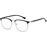 Ricafirla Classic Non Prescription Glasses Clear Lens Classic Driving Blue Light Cheater Metal Eyeglasses Designer Men
