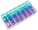 Pill Organizer Box with Snap Lids| 7-day AM/PM | Larger Compartments for Bigger Pills (Blue/Purple)