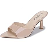 SHMCH Women’s Pointed Toe Mule Sandal Heels, Slip On Open Toe Kitten Heels for Women, Heeled Sandals Mules for Dress,Casual Outfits