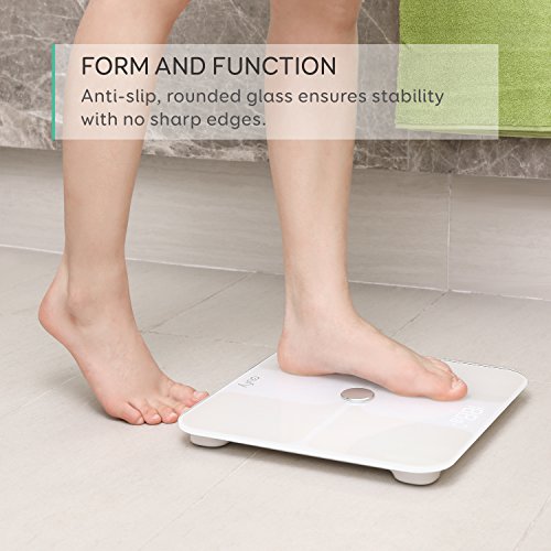 eufy Smart Scale with Bluetooth 4.0, Large LED Display, Weight/Body Fat/BMI/Fitness Body Composition Analysis, Auto On/Off, Auto Zeroing, Tempered Glass Surface, White, lbs/kg/st Units - Thumbnail 6