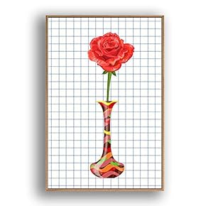 Framed Canvas Wall Art Beautiful Flowers in Grid Giclee Print Gallery Wrap Modern Home Prints Ready to Hang - 16x24 inches