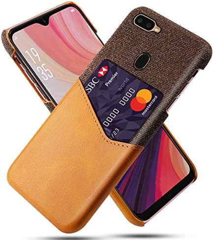Wareba for Oppo A5S AX5s Fabric Protection Cover Case with Card Holder, Mix Series Slim Cover for Oppo A5S AX5s Orange