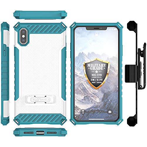 iPhone Xs Max (6.5") Case, TRISHIELD Rugged Cover with + [Belt Clip Holster] + [Built in Kickstand] - Collage Surf Board