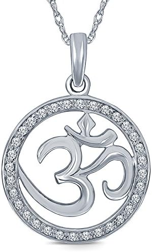 1/5 ct Round White Diamond 925 Sterling Silver Om Yoga Pendant for Women’s Men’s