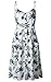 Angashion Women's Dresses-Summer Floral Bohemian Spaghetti Strap Button Down Swing Midi Dress with Pockets White S