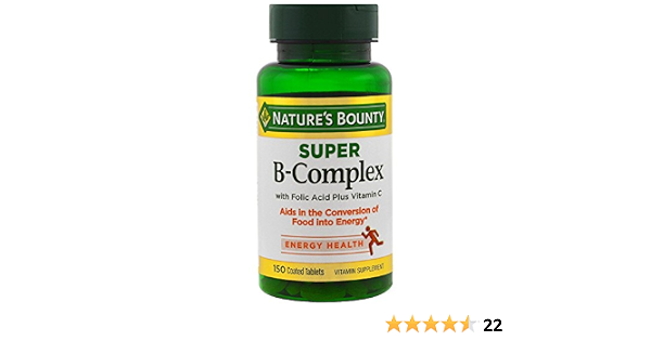 Nature's bounty vitamin tablets Super b-complex with folic acid Plus vitamin c and biotin - 150 ct (074312131684)