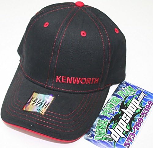 kw kenworth fitted cap hat m/l contrast stick black red embroidered