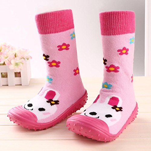 Witspace Newborn Baby Sole Soft Cartoon Shoes Infants flooring Antiskid Rubber Boots (Hot Pink, 3-4 Years)