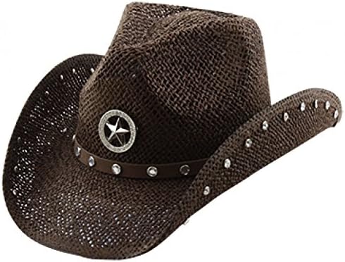 Studded Rhinestone Shapeable Cowboy Hat, Brown