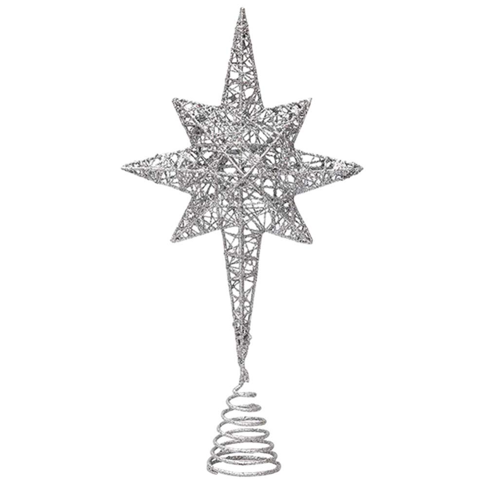 FRCOLOR Silver Christmas Tree Star Tree Topper Bethlehem Star Treetop 7 Pointed Glitter Treetop Christmas Tabletop Decoration For Holiday Party Winter Home