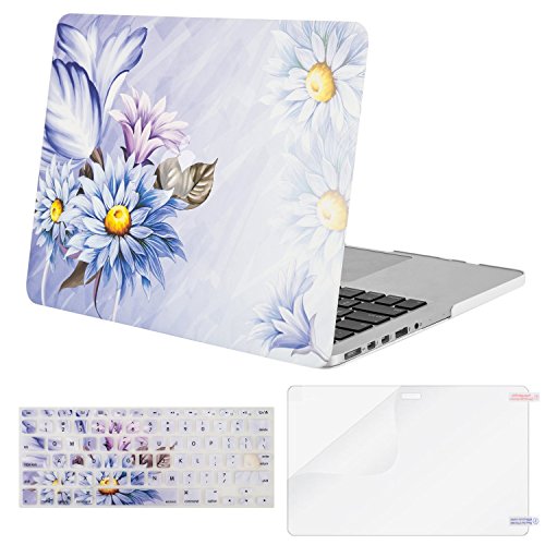 Mosiso Plastic Pattern Hard Case with Keyboard Cover with Screen Protector Only for MacBook Pro Retina 13 Inch No CD-Rom (A1502/A1425, Version 2015/2014/2013/end 2012), Chrysanthemum