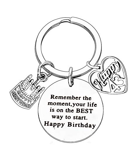 Happy Birthday Gifts Women Keychains Teen Girls Keyrings Jewellery Presents For Mum Grandmother (43rd Heart)