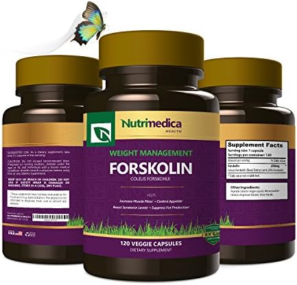 Forskolin Extract for Weight Loss Support, Helps Control Appetite, Burn Fat, Boost Energy - 120 250mg Veggie Capsules - By NutriMedica