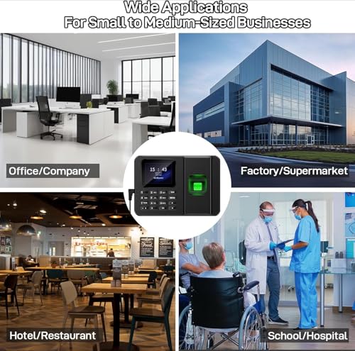 Forubar 2 in 1 Time Clocks for Employees Small Business (Fingerprint + Password) Employee Clock in & Out Machine Attendance Punch Clock, Clock in Machine for Employees - Multilingual Including Arabic