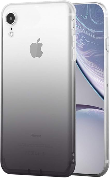Amazon Co Jp Iphone Xr ケース 透明 ソフト グラデーション アイフォンxr ケース Tpu 背面クリア Qi充電対応 耐衝撃カバー 薄型 ブラック 家電 カメラ