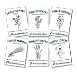 Organic Edible Flower Seeds - Non GMO Variety Pack for Planting Outdoors - Nastrurtium, Lavender, Borage, Chives, Chamomile, Clendula