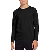 Haloumoning Boys Long Sleeve Athletic T-Shirts Kids Dry Fit UPF 50+ Neon Swim Shirts 5-14 Years