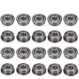 LGDehome 20Pcs Micro Stainless Steel F623ZZ Flange Ball Bearings with Edge 3x10x4mm for 3D Printer