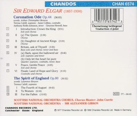 Elgar Coronation Ode The Spirit Of England Amazon Co Uk Music