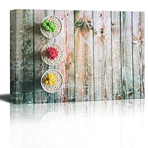 Canvas Wall Art Corlorful Cactus on Wood Desk Painting Artwork for Home Prints Framed - 12x18 inches