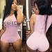 AutumnFall Women O-Neck One Piece Bodysuit Bodycon Rompers Overall(S, Pink)