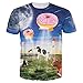 Uideazone Mens 3d Cows Fly to Eat Donuts Funny Tee T-Shirt,eye5,Asia XXL= US L