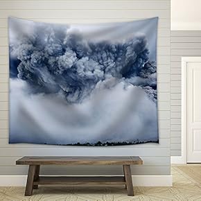 Heavy Clouds Hovering Above The Town - Fabric Wall Tapestry Home Decor - 51x60 inches