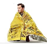 Xiton 1PC Mylar Emergency Thermal Blankets Emergency Blankets Waterproof Emergency Foil Blanket Survival Reflective Blanket First Aid Foil Blanket Portable Camping Blanket (Golden)