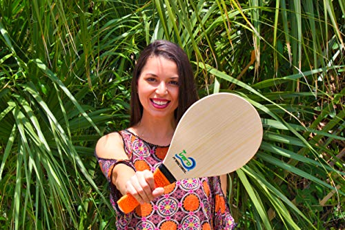 image for Frescobol Set, 2 Vero Wood Paddles, Premium Orange Padded Grips, 2 Off