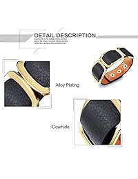 OPK Jewelry - Pulsera con remaches para mujer, diseño retro, color negro, naranja y estampado de leopardo